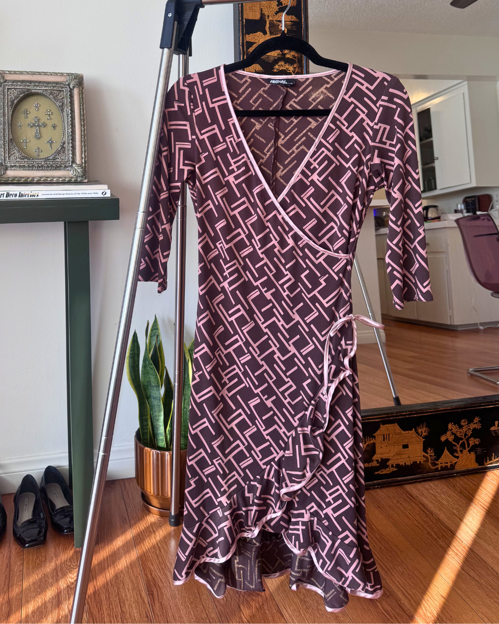 Vintage Jodi Kristopher Geometric Wrap Dress - Size M