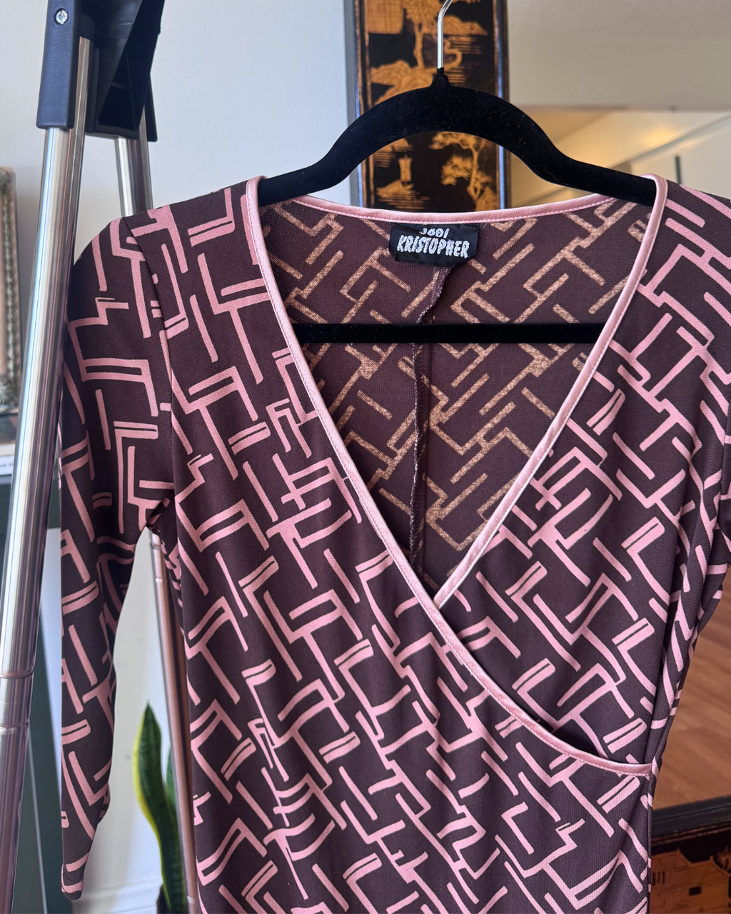 Vintage Jodi Kristopher Geometric Wrap Dress - Size M
