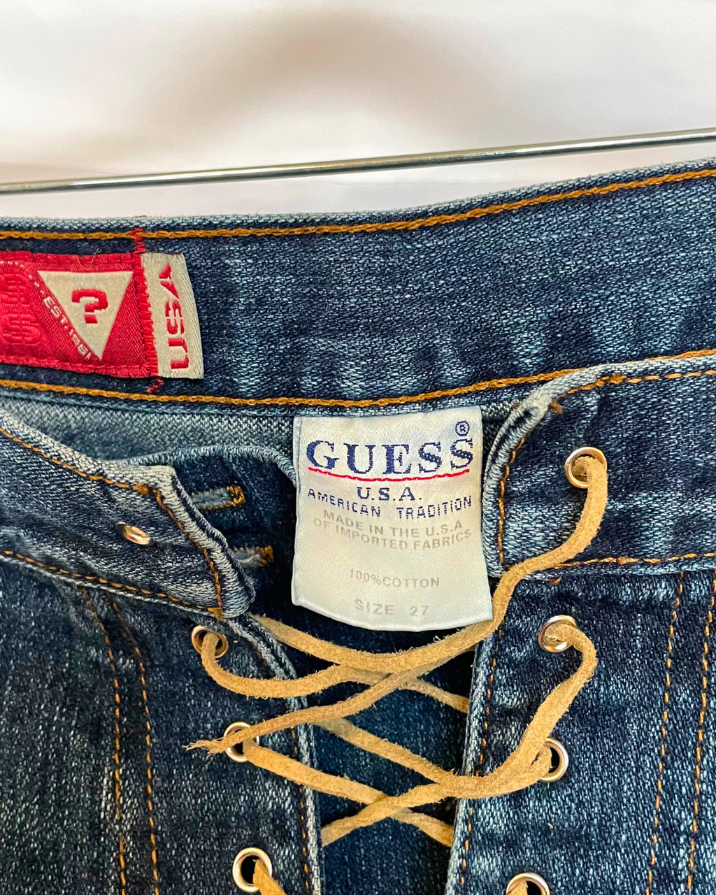 Vintage Guess Lace-Up Flare Jeans – Size 27