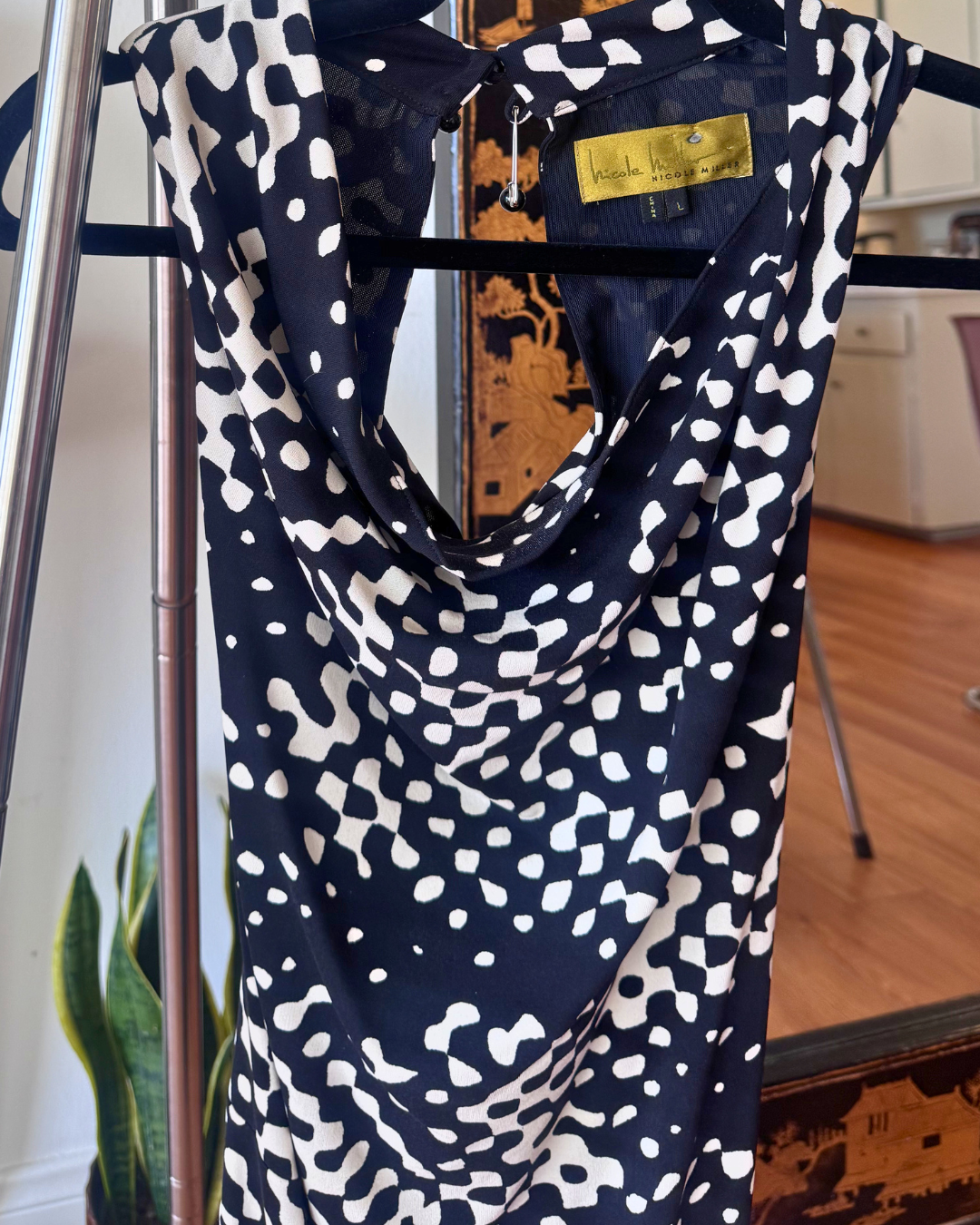 Vintage Nicole Miller Gold Label Abstract Print Midi Dress - Size M/L