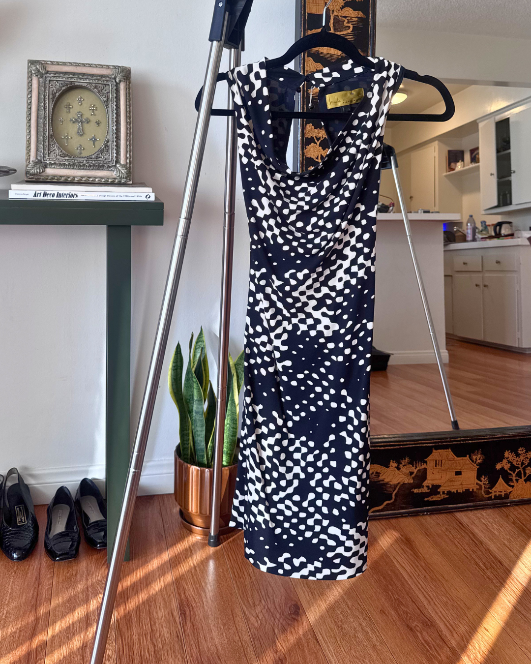 Vintage Nicole Miller Gold Label Abstract Print Midi Dress - Size M/L