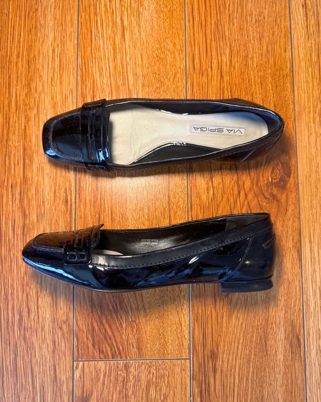 Vintage Via Spiga Black Patent Loafers – Size 6