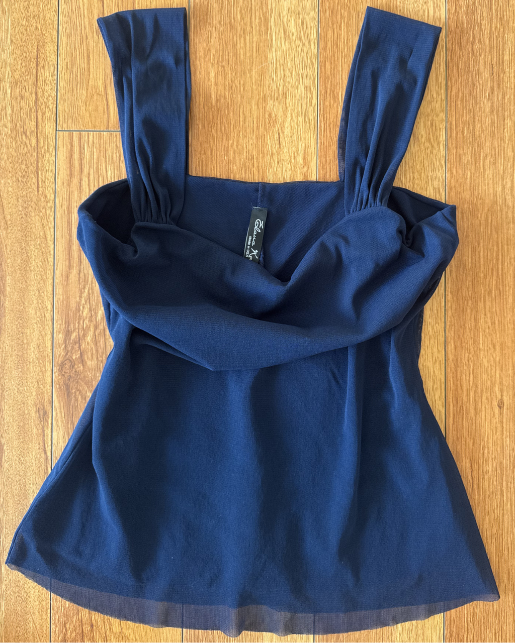 Vintage Elana Kattan Navy Sheer Strap Top – Size M