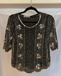 Vintage Pure Silk Beaded &amp; Sequin Statement Top – Fits Small