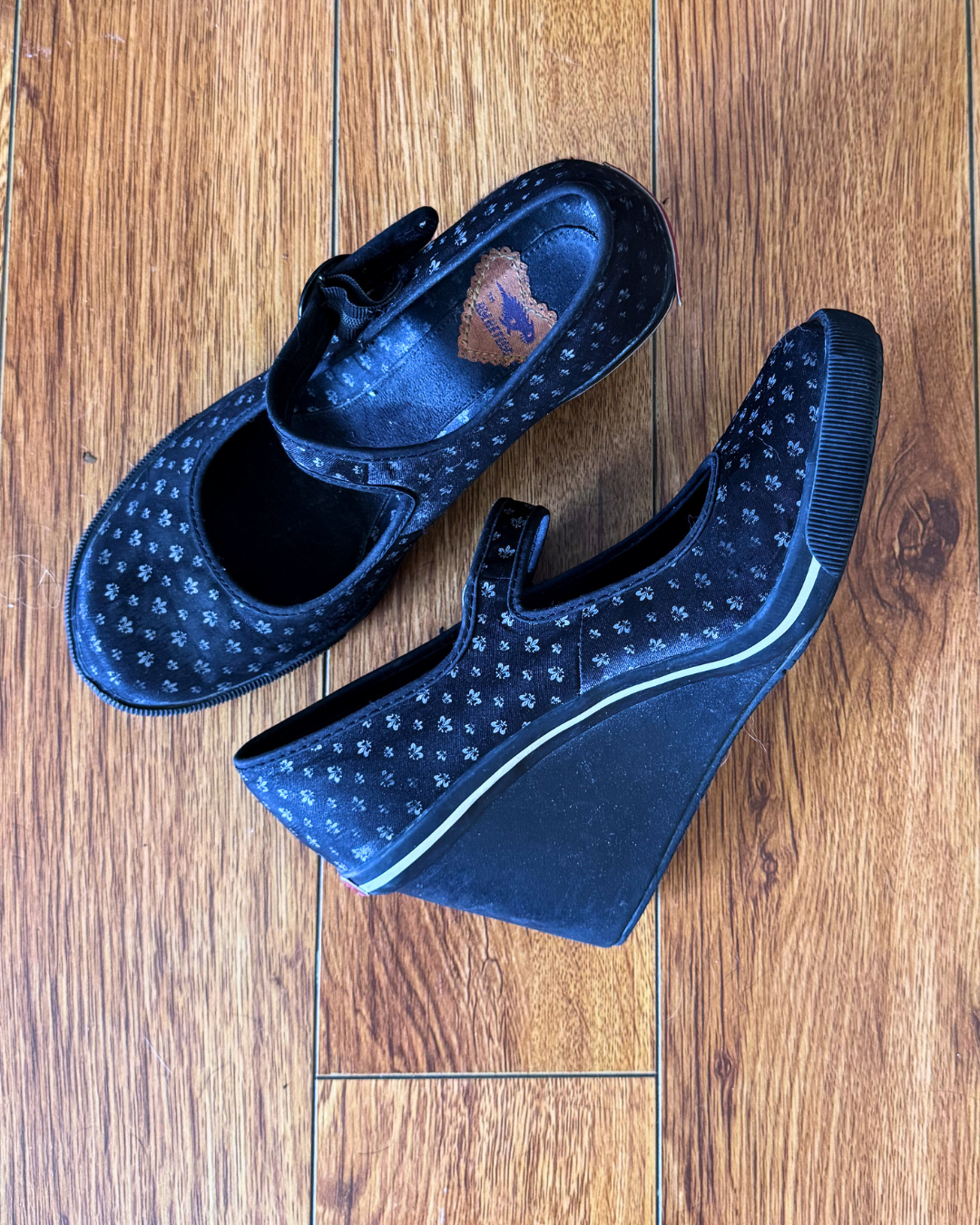 Vintage Rocket Dog Black Platform Wedge Mary Jane Shoes – Size 10