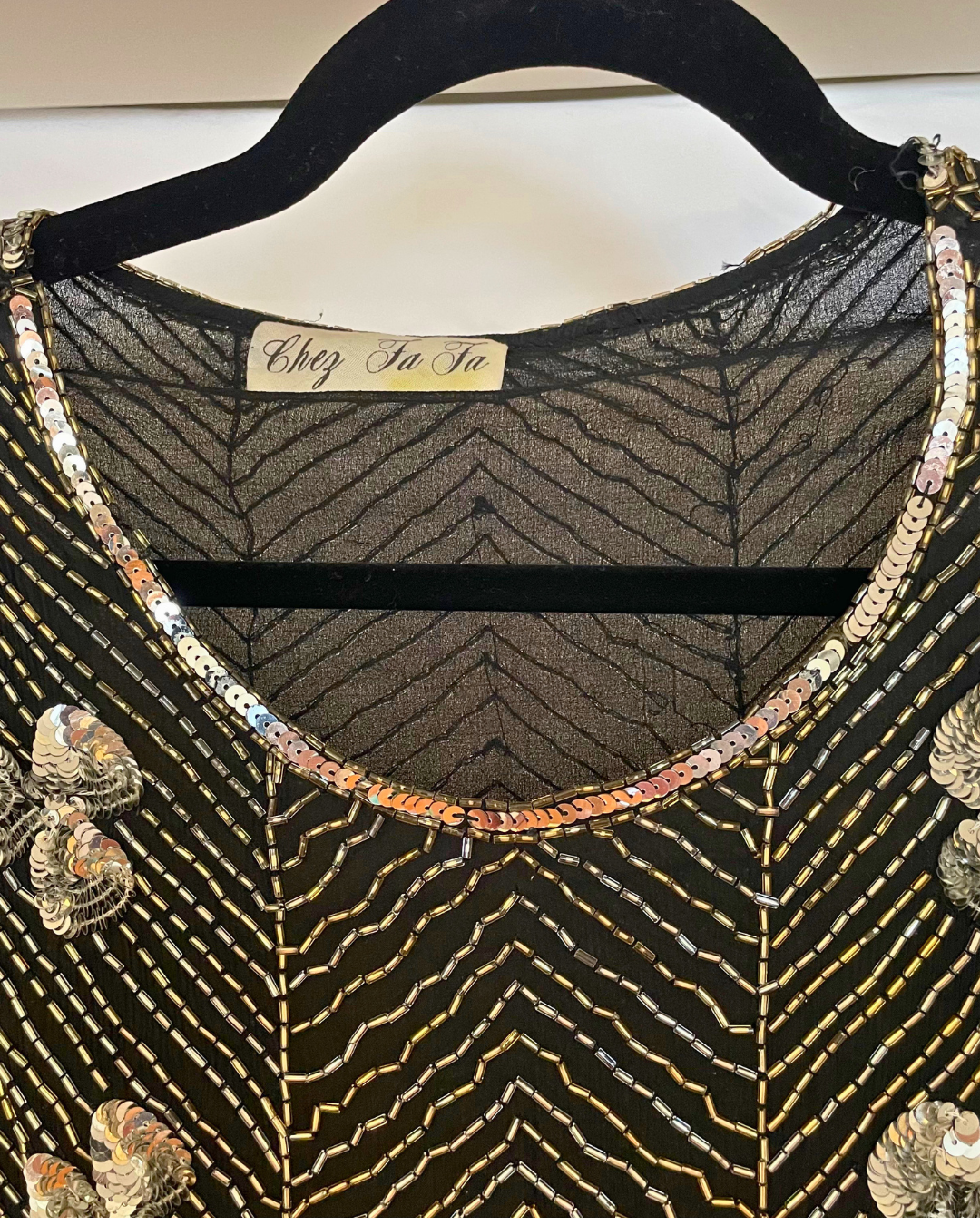 Vintage Pure Silk Beaded &amp; Sequin Statement Top – Fits Small