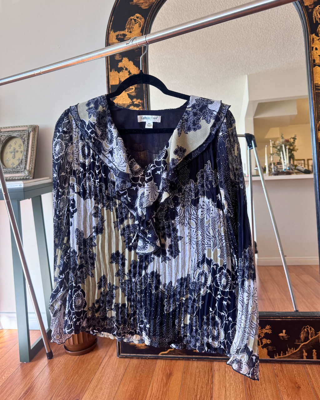 Vintage Coldwater Creek Floral Ruffle Blouse – Petite Medium
