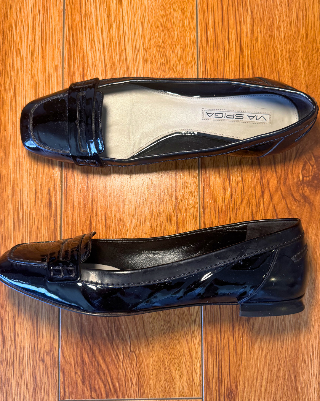 Vintage Via Spiga Black Patent Loafers – Size 6