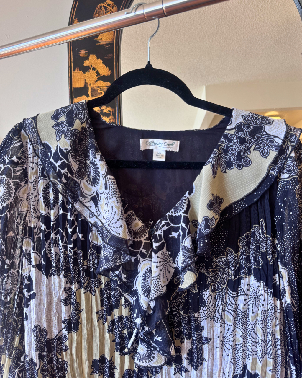 Vintage Coldwater Creek Floral Ruffle Blouse – Petite Medium