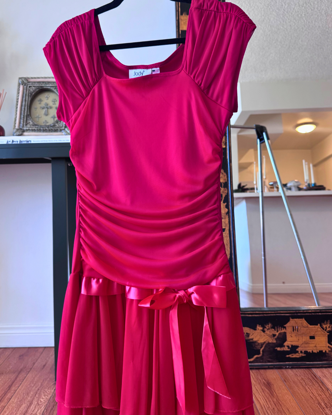 Vintage Jody California Red Ruched Party Dress – Size 11/12