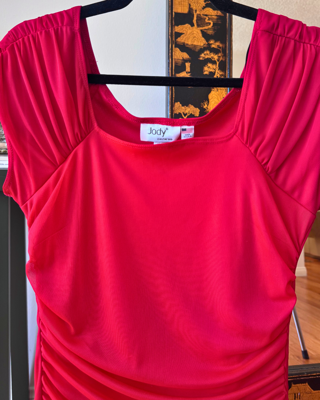 Vintage Jody California Red Ruched Party Dress – Size 11/12