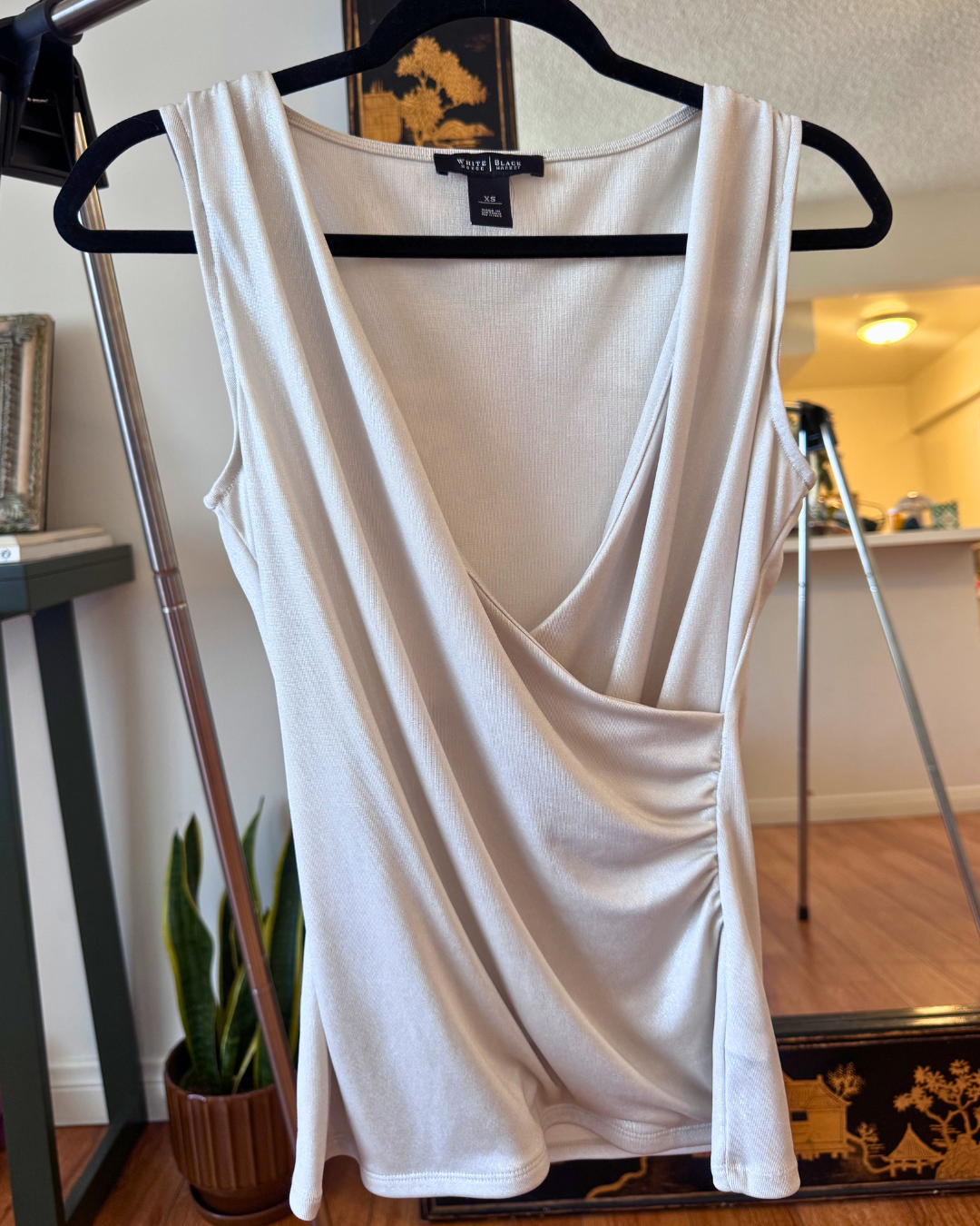 Vintage White House Black Market Iridescent Wrap-Style Top - Size XS
