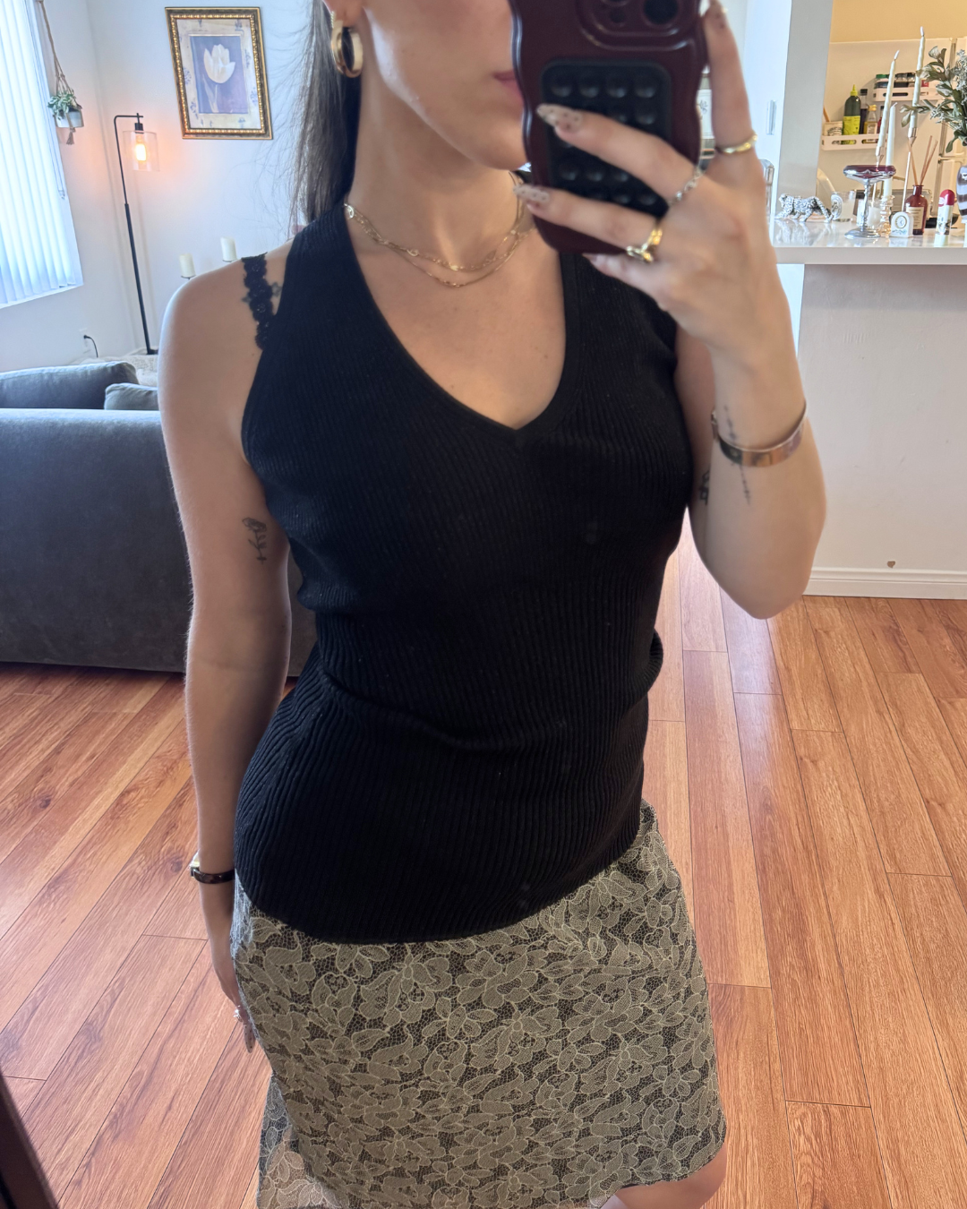 Vintage INC International Concepts Black Shimmer Silk Blend Sweater Tank – Petite Small