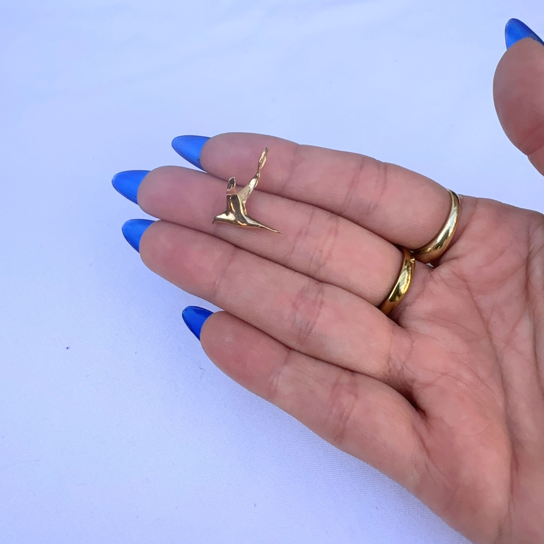 10k Solid Gold Crane Charm