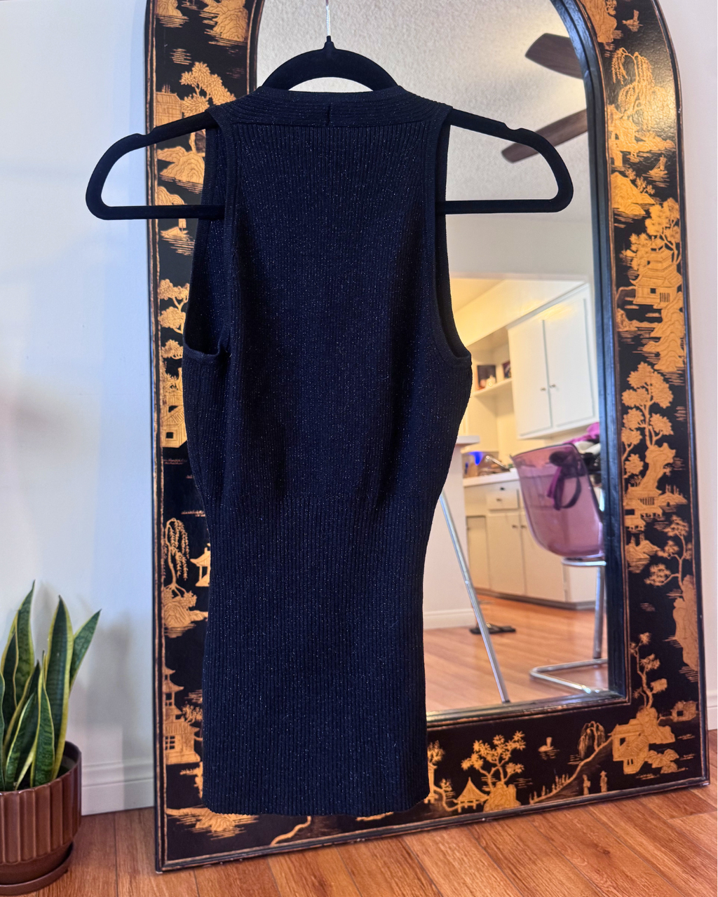 Vintage INC International Concepts Black Shimmer Silk Blend Sweater Tank – Petite Small