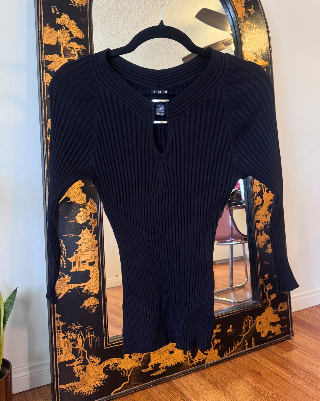 Vintage INC International Concepts Silk Blend Ribbed Knit Top – Petite Medium
