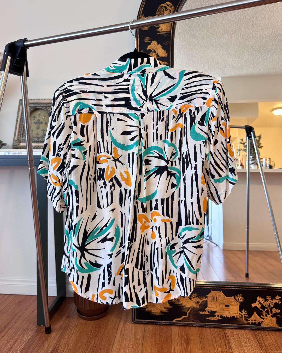 Vintage Christian Dior Tropical Abstract Print Blouse & Skirt Set – Size 10
