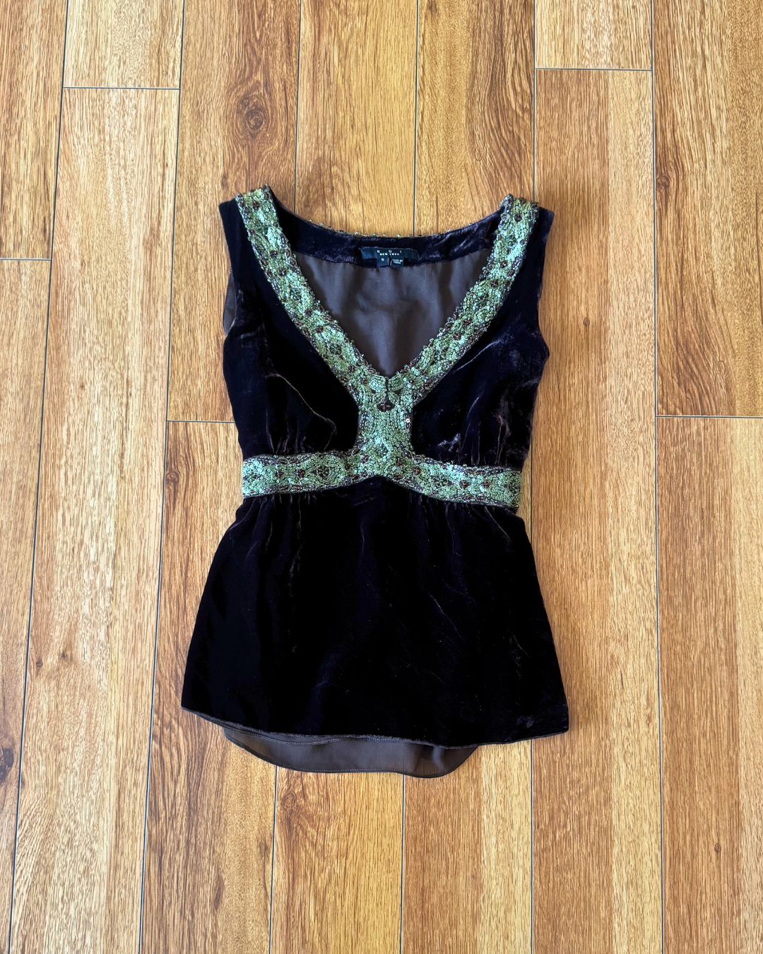 Vintage ECI New York Beaded Velvet Blouse - Size S