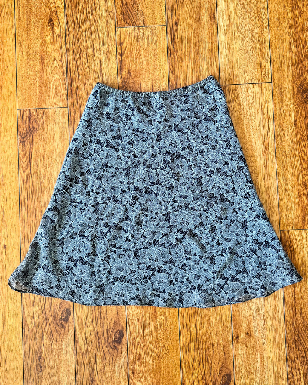 Vintage Express Black & White Floral Skirt - Size S