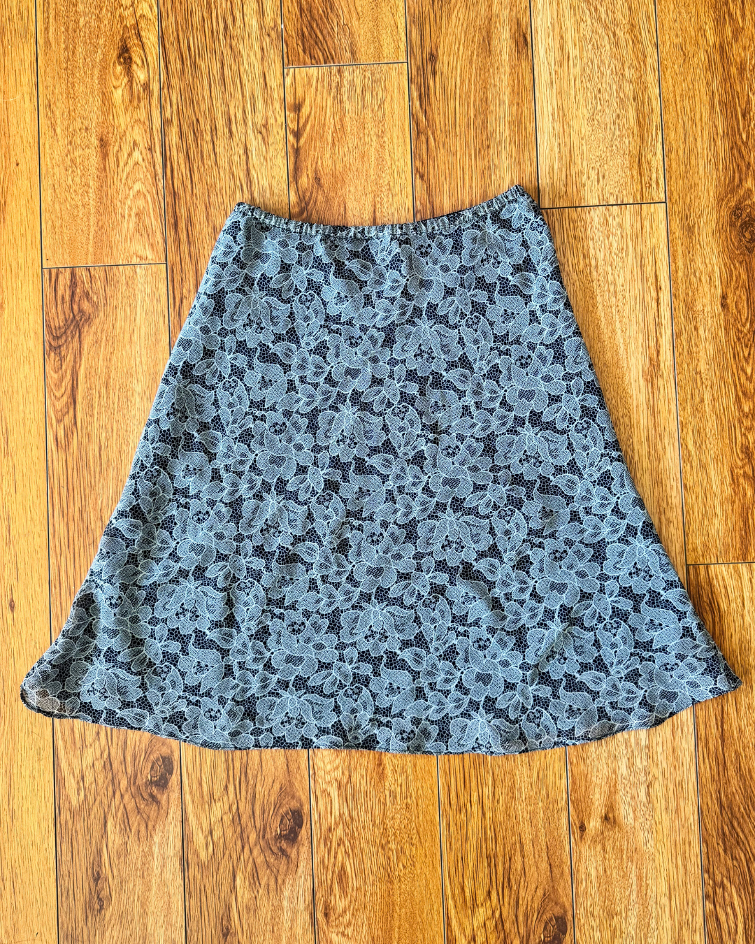Vintage Express Black & White Floral Skirt - Size S