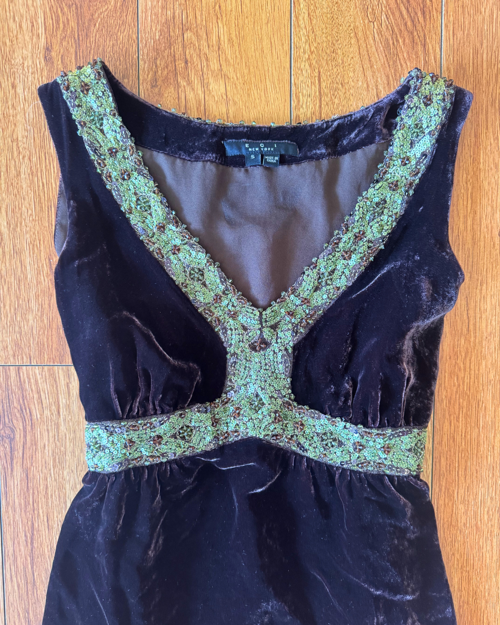 Vintage ECI New York Beaded Velvet Blouse - Size S
