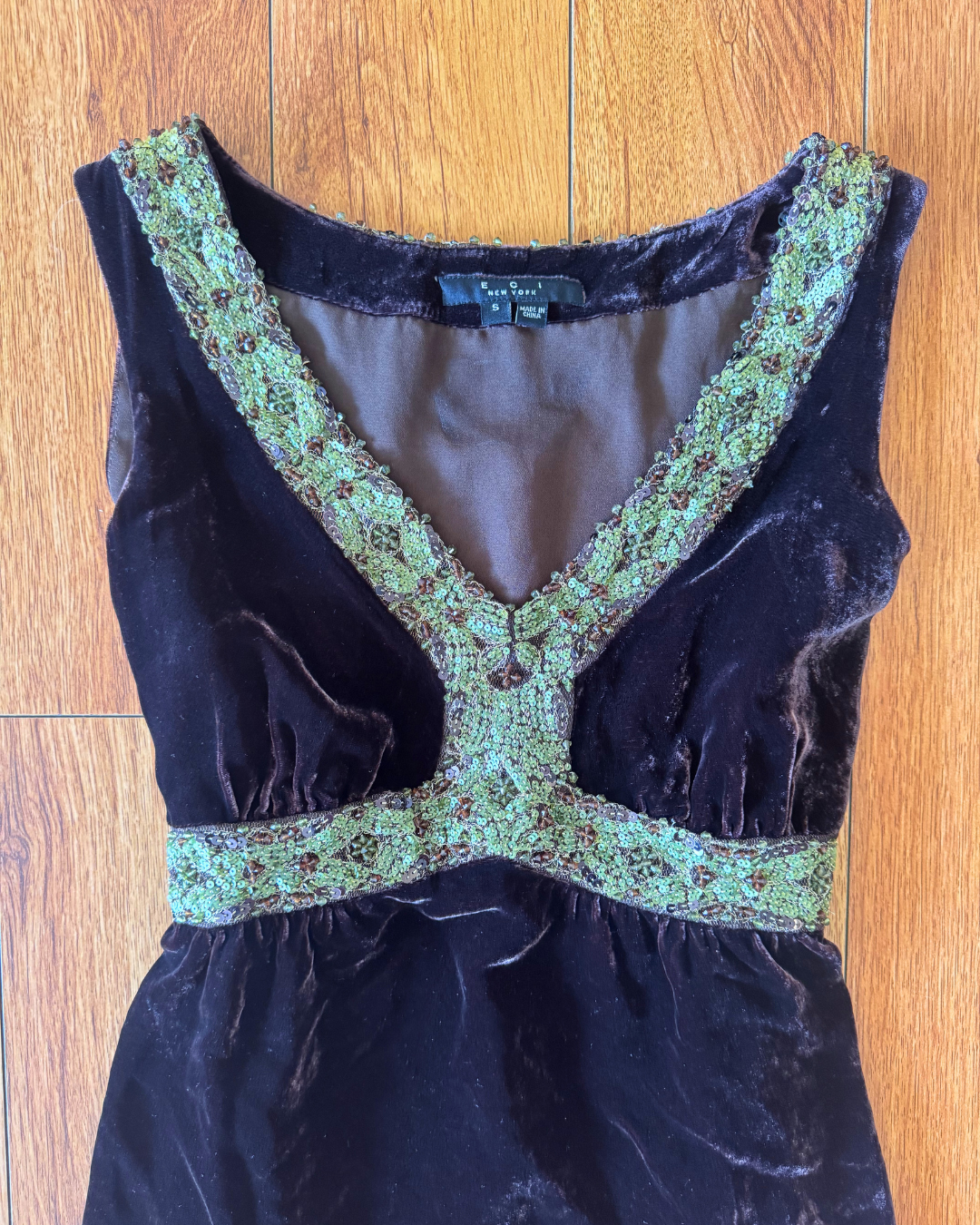 Vintage ECI New York Beaded Velvet Blouse - Size S