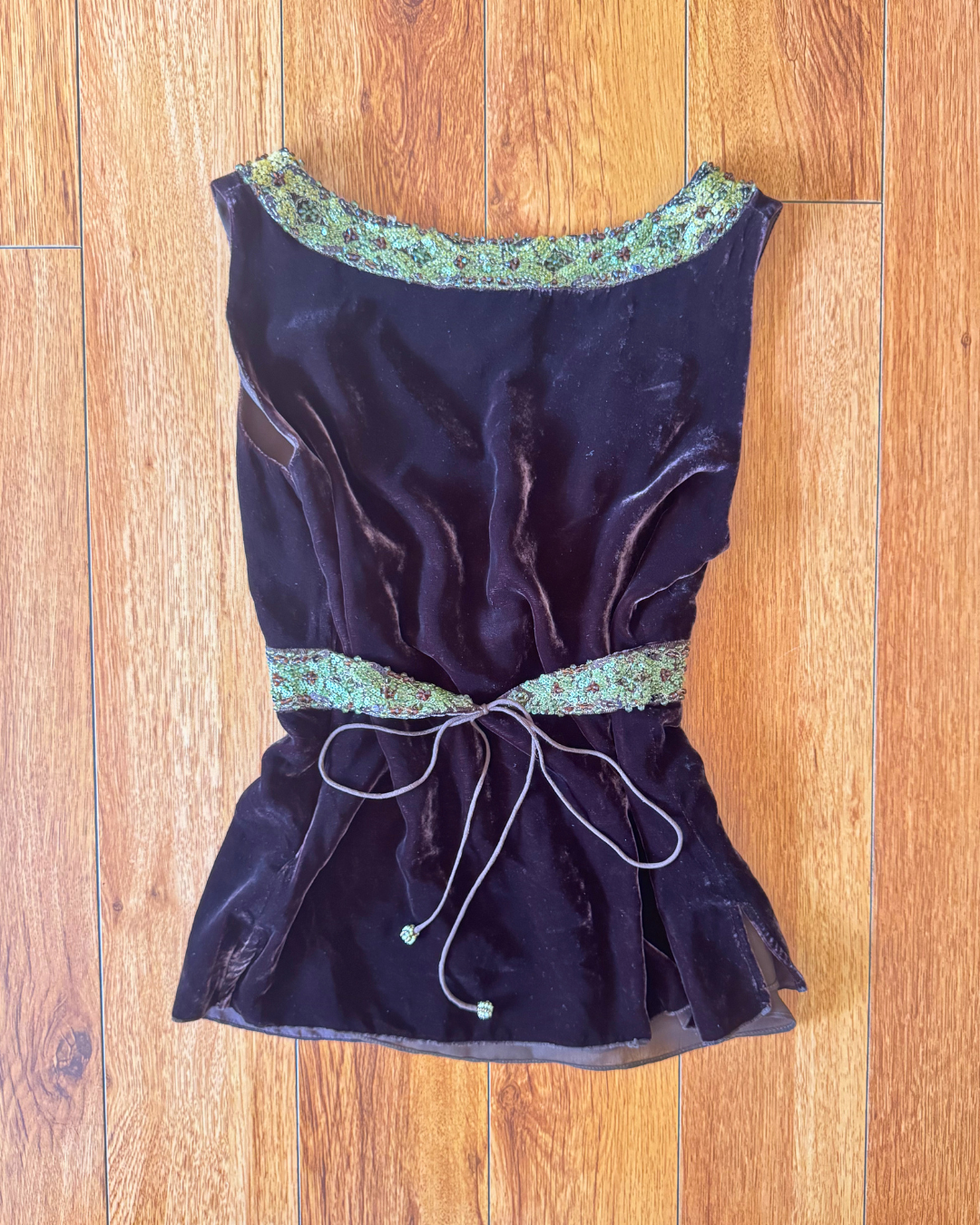 Vintage ECI New York Beaded Velvet Blouse - Size S
