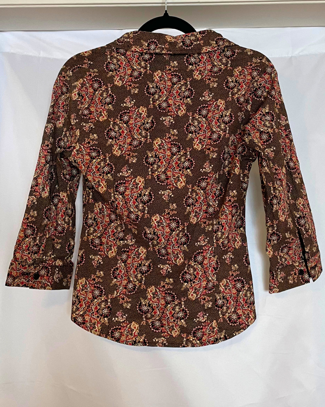 Vintage Heart Moon Star Paisley Floral Button-Up Blouse – Size M