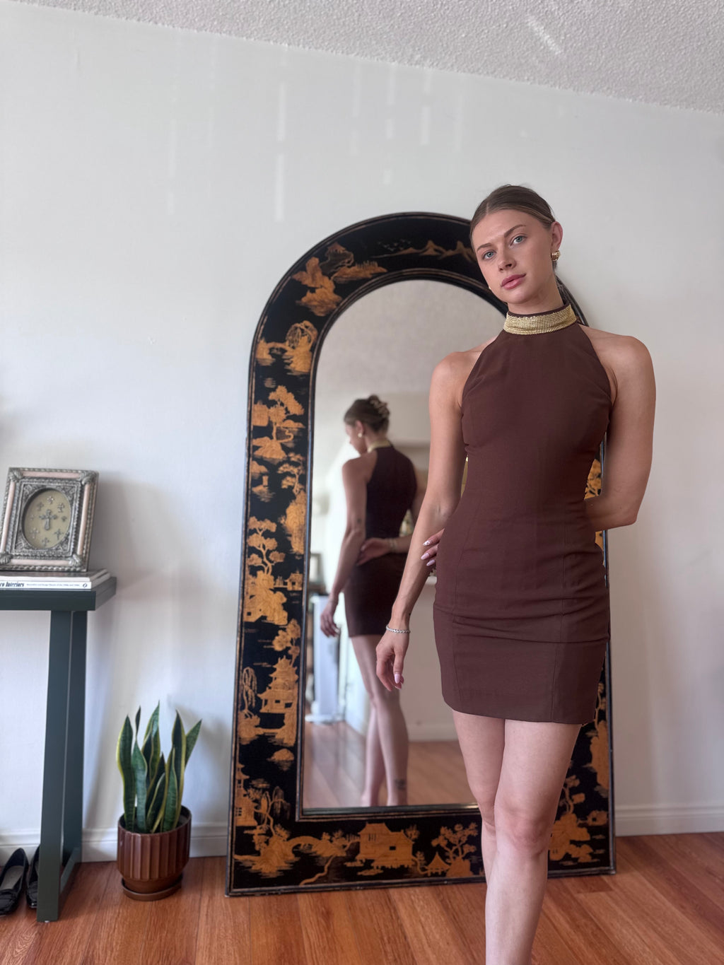 Vintage Gillian Petites Beaded Collar Shift Dress - Size 2