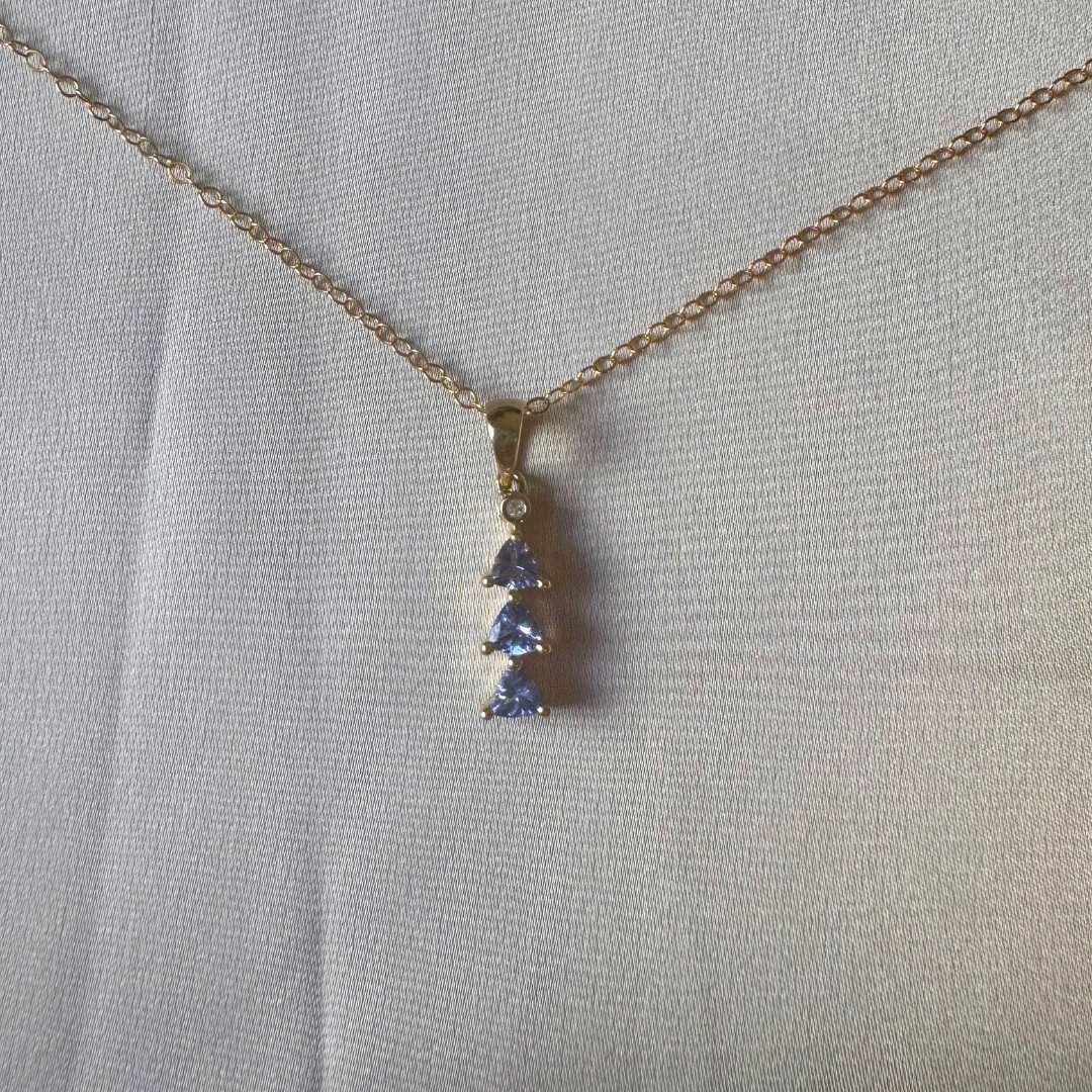 10k Gold Lavender Triangle Pendant Charm